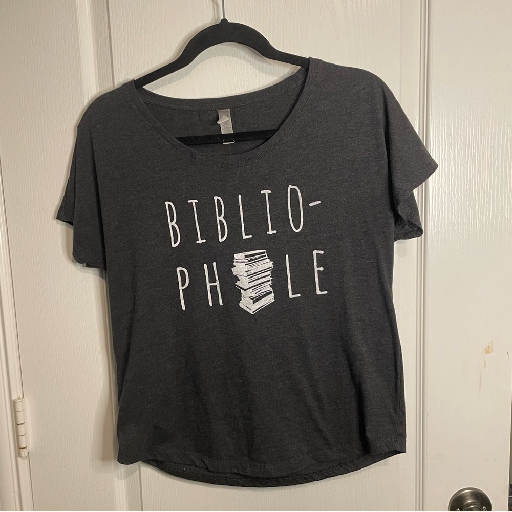 Book Lover Shirt Gray Sz M